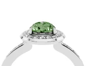 Fancy Green Pear Cut Diamond Halo Ring Set in Silver with Bezel Frame and Pavé Band