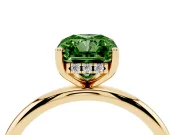 Fancy Green Radiant Cut Diamond Solitaire Engagement Ring Set in Yellow gold with Prong Setting and Polished Band