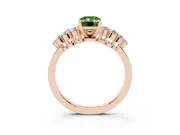 Fancy Green Emerald Cut Diamond Cluster Engagement Ring Set in Rose gold with Pavé Band and Prong Setting