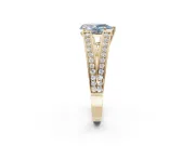 Pear-Shaped Split Shank Pavé Engagement Ring Setting for a Fancy Blue Lab-Grown Diamond | Yellow Gold