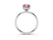 Fancy Pink Princess Cut Diamond Solitaire Ring Set in Silver with Thin Band and Prong Setting