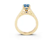 Cushion Cut Channel Engagement Ring Setting for a Fancy Blue Lab-Grown Diamond | Yellow Gold - Design NV-24671