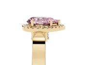 Pear-Shaped Halo Engagement Ring Setting for a Fancy Pink Lab-Grown Diamond | Pavé Panel Shoulders | Yellow Gold