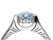 Pear-Shaped Vintage Cathedral Engagement Ring Setting for a Fancy Blue Lab-Grown Diamond | Carved Band | White Gold
