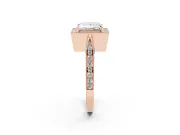 Princess Cut Vintage Milgrain Halo Engagement Ring Setting | Side Stones and Pave | Rose Gold