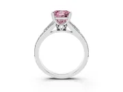 Princess Cut Pave Split Shank Engagement Ring Setting for a Fancy Pink Lab-Grown Diamond | Double Claw Prongs | Platinum