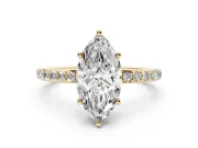 Marquise Cut Diamond Pavé Band Ring Set in Yellow gold with Prong-Set Center Stone