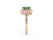 Oval Halo Engagement Ring Setting for a Fancy Green Lab-Grown Diamond | Polished Halo Rim | Rose Gold