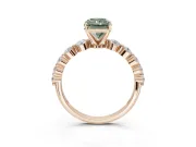 Radiant Cut Graduated Side Stone Engagement Ring Setting for a Fancy Green Lab-Grown Diamond | Rose Gold