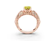 Radiant Cut Art Deco Engagement Ring Setting for a Fancy Yellow Lab-Grown Diamond | Rose Gold