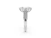 Marquise Multi Row Pave Solitaire Engagement Ring Setting | Domed Shoulders | White Gold