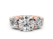 Round Three Stone Engagement Ring Setting | Accented Shoulders | Rose Gold
