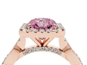 Radiant Cut Twist Halo Engagement Ring Setting for a Fancy Pink Lab-Grown Diamond | Rose Gold