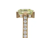 Asscher Cut Vintage Cathedral Engagement Ring Setting for a Fancy Yellow Lab-Grown Diamond | Carved Band | Yellow Gold