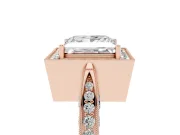 Princess Cut Vintage Milgrain Halo Engagement Ring Setting | Side Stones and Pave | Rose Gold