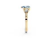 Pear-Shaped Hidden Halo Three Stone Engagement Ring Setting for a Fancy Blue Lab-Grown Diamond | Yellow Gold