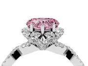 Heart-Shaped Milgrain Halo Engagement Ring Setting for a Fancy Pink Lab-Grown Diamond | Graduated Shoulders | Platinum