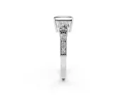 Emerald Cut Three Stone Engagement Ring Setting for a Black Center | Graduated Pavé Band | Platinum