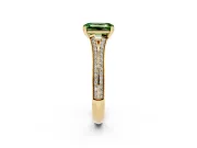 Emerald Cut Split Shank Engagement Ring Setting for a Fancy Green Lab-Grown Diamond | Pave Band | Yellow Gold