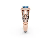 Asscher Cut Halo Engagement Ring Setting for a Fancy Blue Lab-Grown Diamond | Two-Row Pave Split Shank | Rose Gold
