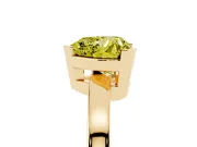 Fancy Yellow Heart Cut Diamond Solitaire Ring Set in Yellow gold with Prong Head and Smooth Polished Band