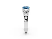 Asscher Cut Three Stone Engagement Ring Setting for a Fancy Blue Lab-Grown Diamond | Wide Plain Band | Platinum