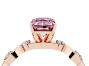 Emerald Cut Twisted Engagement Ring Setting for a Fancy Pink Lab-Grown Diamond | Rose Gold