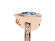 Heart-Shaped Milgrain Halo Engagement Ring Setting for a Fancy Blue Lab-Grown Diamond | Rose Gold