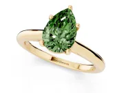 Pear-Shaped Cathedral Engagement Ring Setting for a Fancy Green Lab-Grown Diamond | Yellow Gold