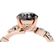Round Twisted Vine Engagement Ring Setting for a Black Center | Marquise Side Stones | Rose Gold