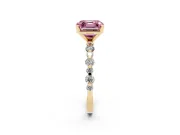 Asscher Cut Pavé Solitaire Engagement Ring Setting for a Fancy Pink Lab-Grown Diamond | Yellow Gold