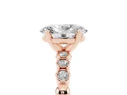 Oval Beaded Solitaire Engagement Ring Setting | Bezel Accents | Rose Gold