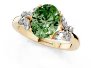 Oval Petal Engagement Ring Setting for a Fancy Green Lab-Grown Diamond | Yellow Gold