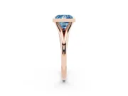Fancy Blue Bezel Set Princess Cut Diamond Solitaire Ring Set in Rose gold with Tapered Band