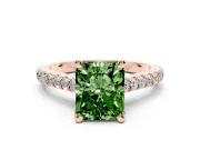 Radiant Cut Hidden Halo Pave Engagement Ring Setting for a Fancy Green Lab-Grown Diamond | Claw Prongs | Rose Gold