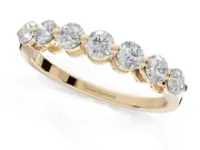 Round Lab-Grown Diamond Half Eternity Wedding Band | Raised Round Heads | Yellow Gold