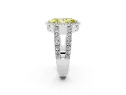 Fancy Yellow Marquise Cut Diamond Halo Ring Set in Platinum with Pavé Split Shank and Prong Setting