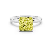 Princess Cut Hidden Halo Engagement Ring Setting for a Fancy Yellow Lab-Grown Diamond | Thin Band | Sterling Silver