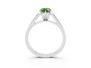Fancy Green Pear Cut Diamond Solitaire Engagement Ring Set in Platinum with Prong Setting and Tapered Band
