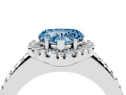 Heart-Shaped Pave Halo Engagement Ring Setting for a Fancy Blue Lab-Grown Diamond | Pave Band | Platinum