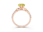 Heart-Shaped Leaf Pavé Engagement Ring Setting for a Fancy Yellow Lab-Grown Diamond | Rose Gold