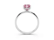 Fancy Pink Cushion Cut Diamond Solitaire Engagement Ring Set in White gold with Prong Setting and Polished Band