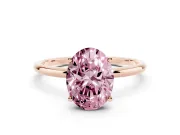 Oval Thin Solitaire Engagement Ring Setting for a Fancy Pink Lab-Grown Diamond | Straight Plain Band | Rose Gold