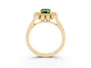 Emerald Cut Milgrain Cluster Halo Engagement Ring Setting for a Fancy Green Lab-Grown Diamond | Plain Band | Yellow Gold