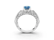 Radiant Cut Art Deco Engagement Ring Setting for a Fancy Blue Lab-Grown Diamond | Sterling Silver