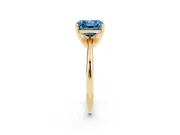 Fancy Blue Asscher Cut Diamond Solitaire Ring Set in Yellow gold with Prong Setting on a Plain Round Band