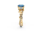 Fancy Blue Radiant Cut Diamond Pavé Twist Band Solitaire Ring Set in Yellow gold with Prong Setting