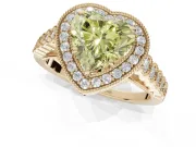 Heart-Shaped Graduated Milgrain Halo Engagement Ring Setting for a Fancy Yellow Lab-Grown Diamond | Yellow Gold