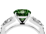 Round Channel Set Baguette Engagement Ring Setting for a Fancy Green Lab-Grown Diamond | Platinum