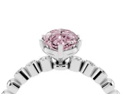 Fancy Pink Marquise Cut Diamond Solitaire Engagement Ring Set in White gold with Bezel Accents on Beaded Band